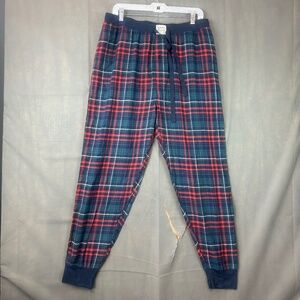 Lucky Brand Men's Size Large Flannel Pajama Bottoms Blue, Red, and Green Plaid
